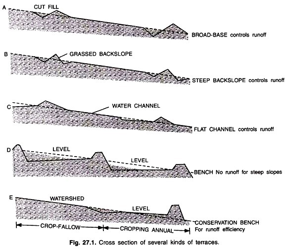 Cross section of several kinds of terraces
