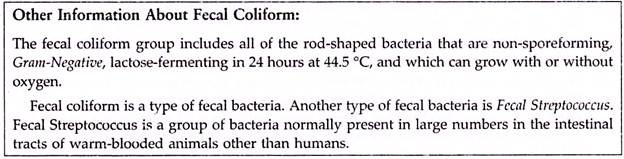 Other Information About Fecal Coliform