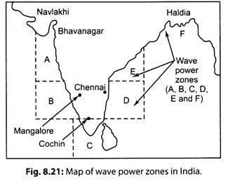 Map of Wave Power Zones in India